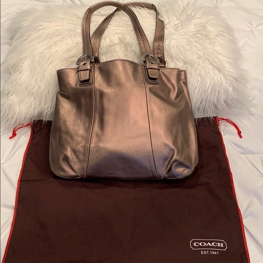 Coach rose gold metallic bag